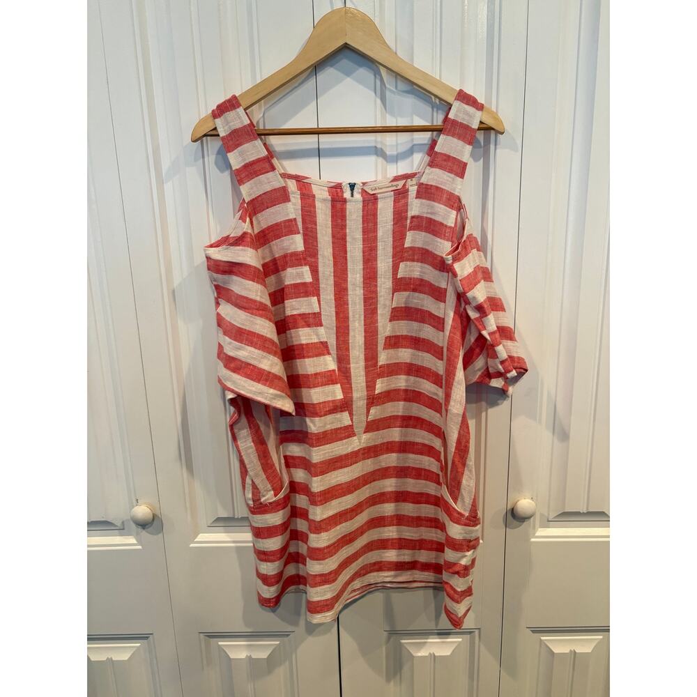 Soft Surroundings Red And White Stripe Cold Shoulder Tunic/Dress Size Medium